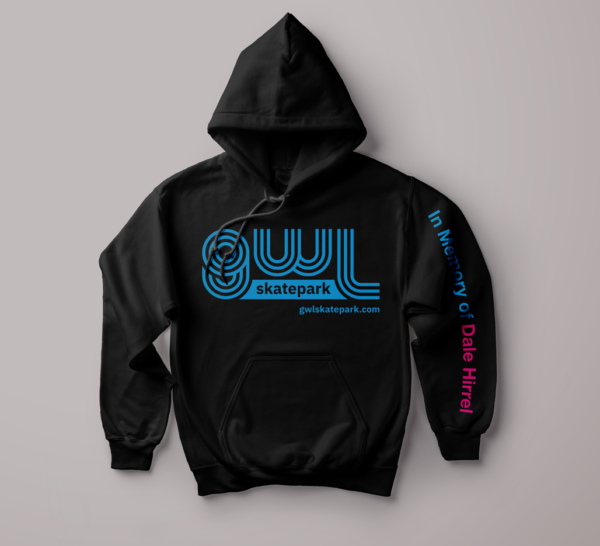 GWL Skatepark branded hoodies, fundraiser,