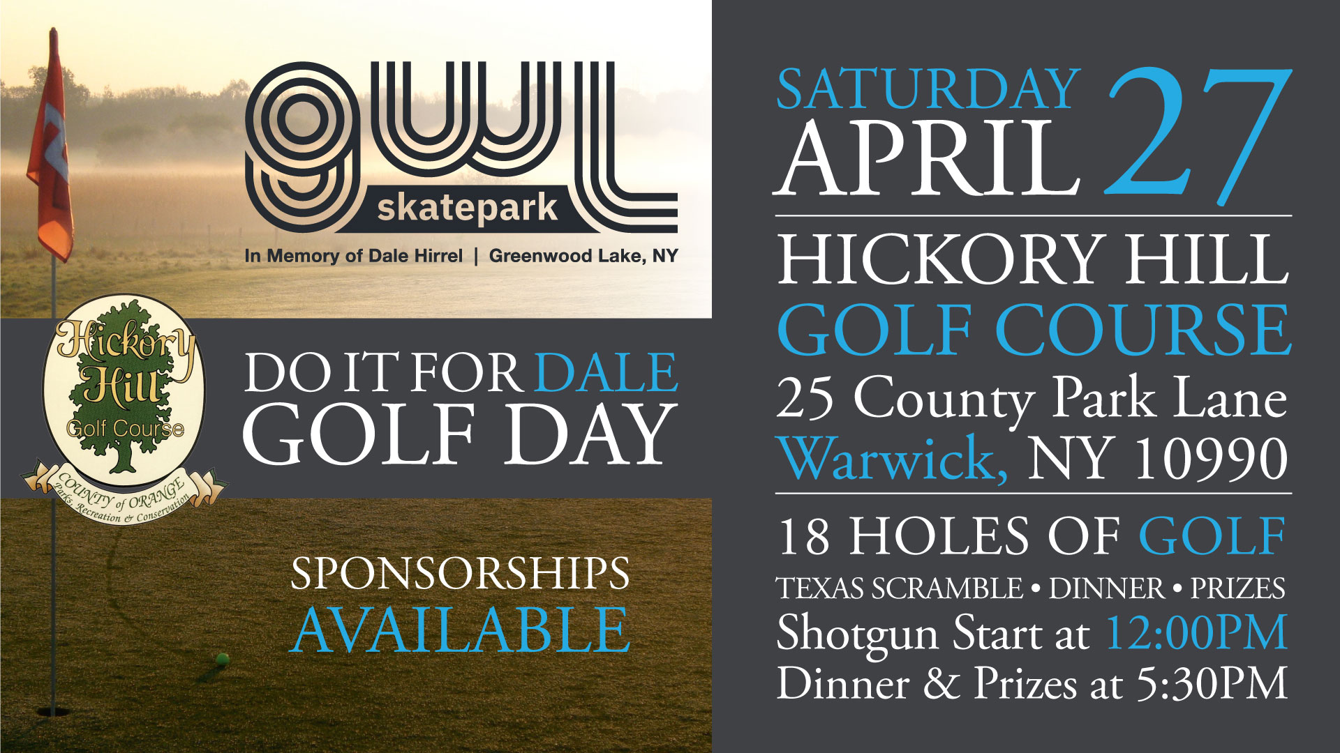 GWLSkatePark fundraising event, Do It For Dale Golf Day, Hickory Hill Golf Course, Warwick NY