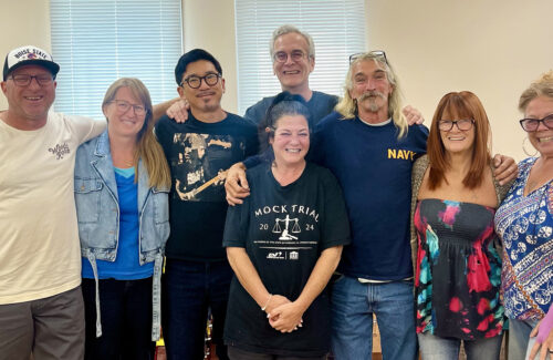 Members of the GWL Skatepark Corp with Dale Hirrel's family after an emotional review of the final design of soon to be built park in Greenwood Lake